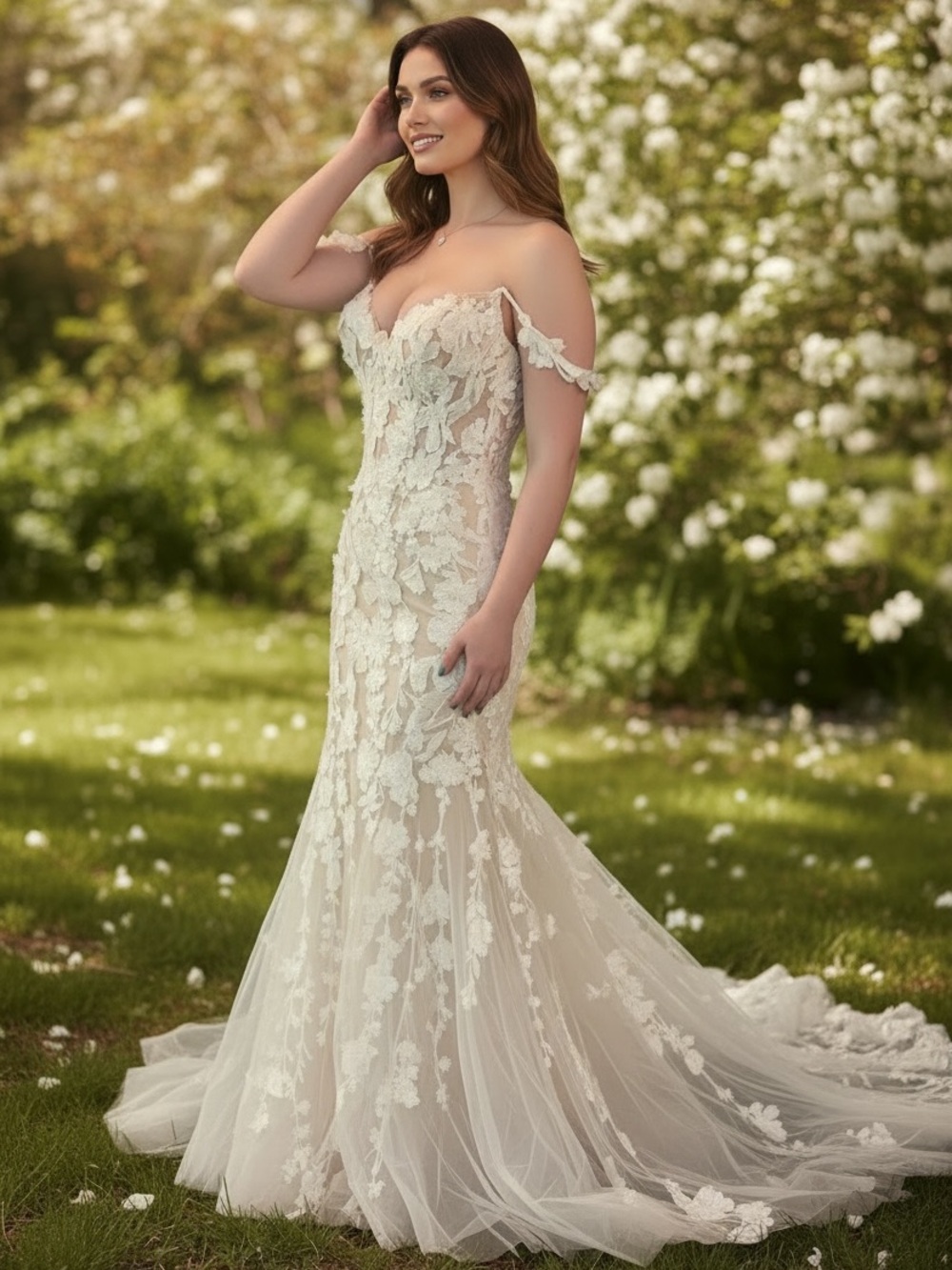 Calla Blanche Floral Lace Wedding Gown